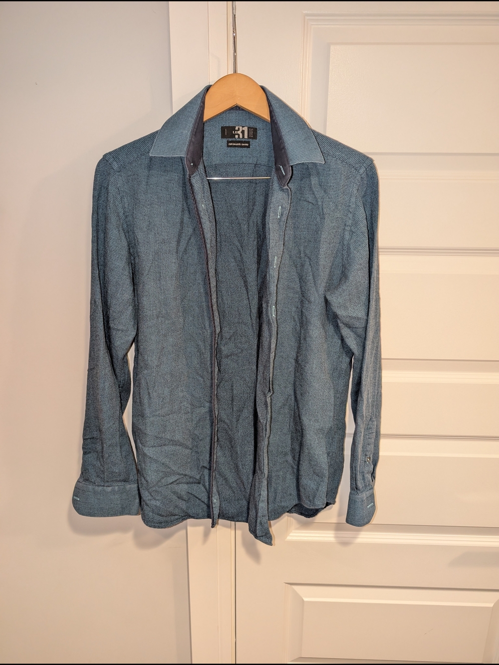Blue Long-Sleeve Button-Up Shirt